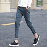 Men's Korean Edition Black Nine-cent Slim Jeans Stretch Pants Trousers