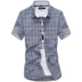 Mens Summer Casual Short Sleeved Plaid shirts 100% Cotton