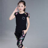 Girls Clothes Set Short Sleeve T-Shirt And Pants for 4-14 Years