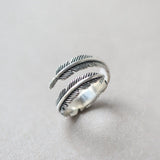 High-quality Thai Silver Female Personality Feathers Arrow Open Ring