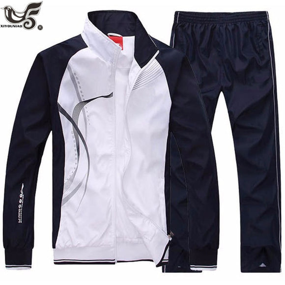 Men's Autumn Sportswear 2 Piece Set Suit Jacket+Pant Sweatsuit