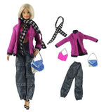 NK One Set New Doll Clothing Model Casual Suits Coat Bags For Barbie