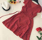 Summer Polka Wrapped Dress V Neck Sexy Mini Dress Beach Korean Fashion