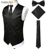 Men(Suit Vest+Tie+Pocket Square+bow tie)Mens Sleeveless