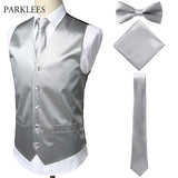 Men(Suit Vest+Tie+Pocket Square+bow tie)Mens Sleeveless