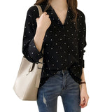 Casual Chiffon Polka Dots Shirt Women Top  Long Sleeves Blouses