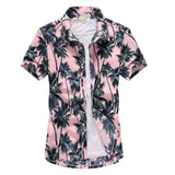 Pink Hawaiian Beach Short Sleeve Shirt Men Summer Fashion Shirts
