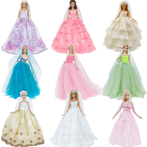 Handmade Wedding Dress Princess Evening Party For Barbie Doll Accessories xMas Gift Toy