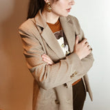 Blazer Women Spring-Autumn Vintage Tweed Suits Jackets