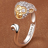 12Colors Resizable Chinese Zodiac Animal zircon golden engagement ring