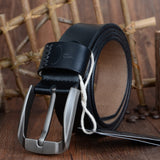 COWATHER Vintage style pin buckle cow genuine leather belts for men