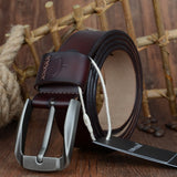 COWATHER Vintage style pin buckle cow genuine leather belts for men