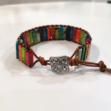 Multi Color Chakra Bracelet Jewelry Tube Beads Leather Wrap Bracelet