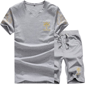 Summer Men's Thin Cotton Fashion Casual Sports Set, Loose Large Size