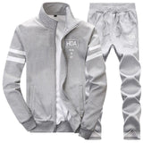 ASALI Mens Tracksuit Spring 3D Print Pleated Hoodies Pant Suit