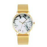 Rose Gold Mesh Creative Marble Female Wrist Watch Luxury Quartz