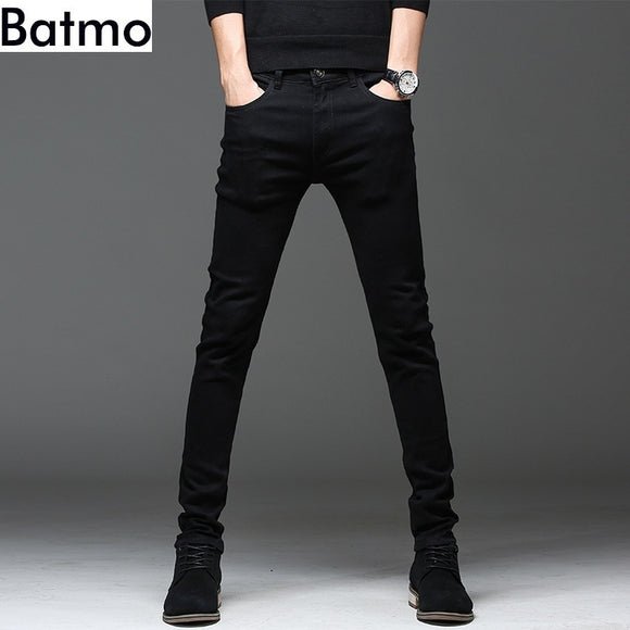 2019 new arrival high quality casual slim elastic black jeans men