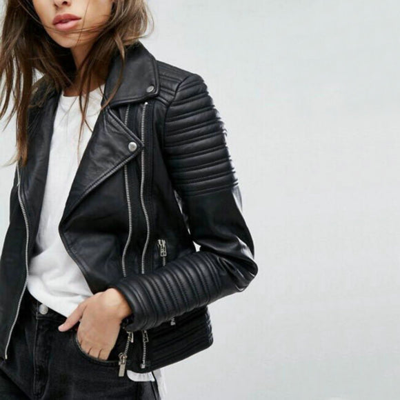 New Arrival Women Soft Leather Motorcycle Jackets Winter & Streetwear