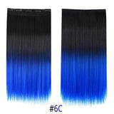 Rainbow Synthetic 5 clip in wigs hair extensions Wigs For Women