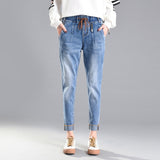 LEIJIJEANS Spring Plus Size Fashion  Hole Loose Harem Women Jeans