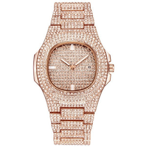 Diamond Rose Gold Stainless Steel Quartz Wrist Watches Women