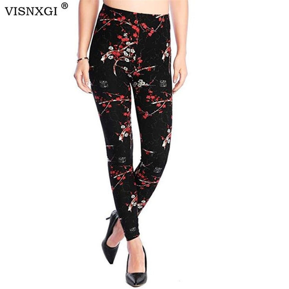 New Print Flower Leggings Plus Size Fashion Women  Aptitud Trousers