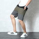 Men Elastic Waist Summer Beach Cotton Linen Bermuda Shorts