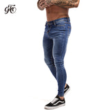 Mens Super Skinny Jeans Non Ripped Stretch Pants Elastic Waist