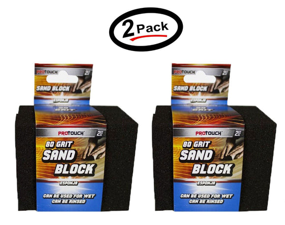 (2 Pack) 4pcs 80 Grit Sanding Block Hook and Loop Auto Body Block 2.75in x 5.5in