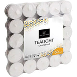 50 PCS Unscented White Tealight Candles 4 Hours Burn Time Dripless Long Lasting