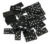 (1 Pack) DOUBLE SIX DOMINOES DOMINO SET OF 28 MINI BLACK TILES WITH WOOD CASE