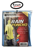 (1 Pack) PVC Rain Poncho for Adults Waterproof Emergency Hooded Poncho Raincoat