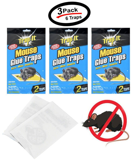 6 Traps (3 Pack) Mouse/Insect Glue Sheets Boards Super Adhesive NON-POISONOUS