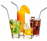 (2 Pack) Stainless Steel Metal Reusable Cocktail Drinking Straws Cleaner Brush Set