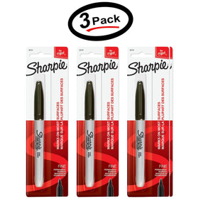 (3 Pack) Sharpie Permanent Marker Original, Fine Point Black Ink