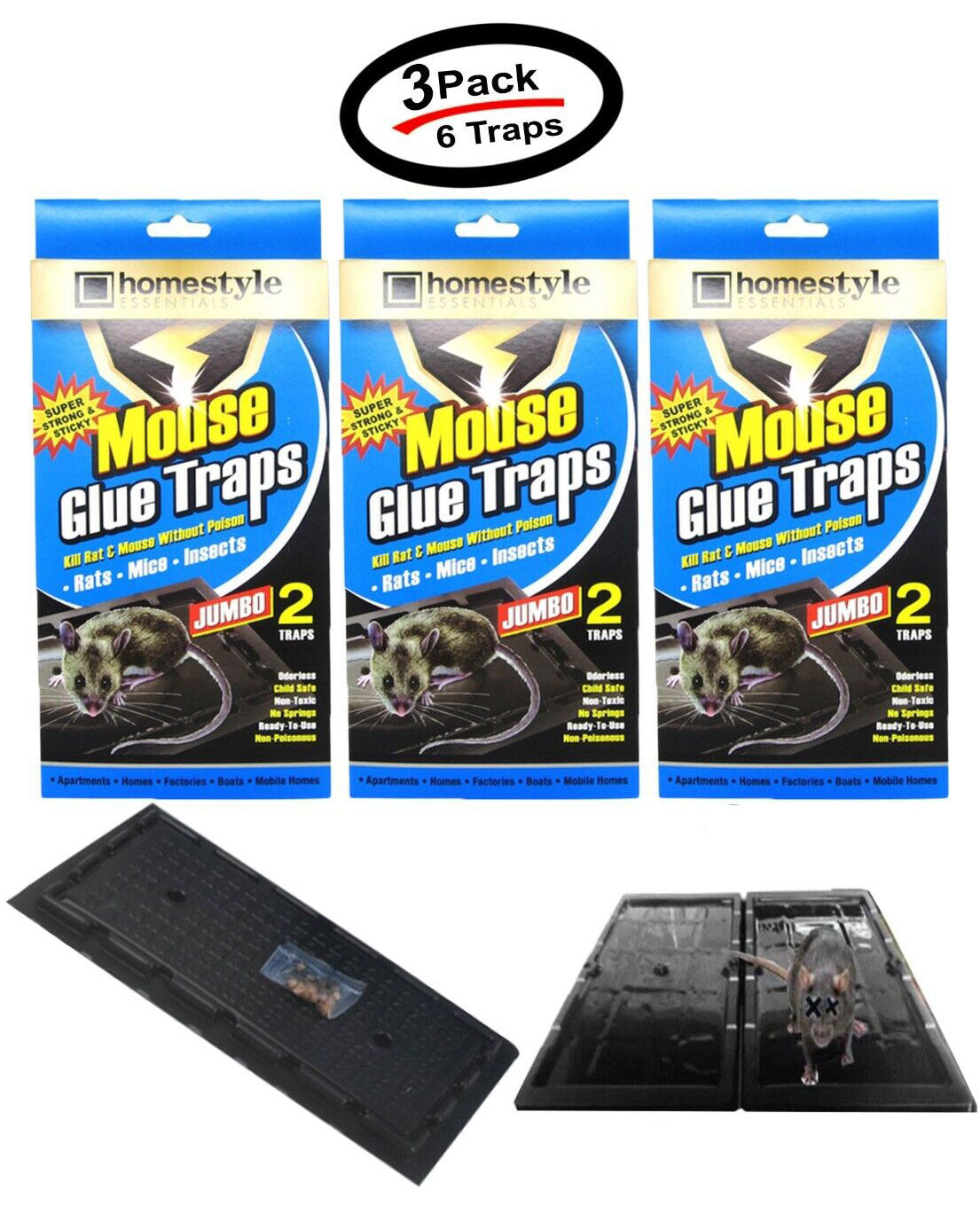 Homestyle Essentials Super Strong & Sticky Jumbo Mouse Glue Traps