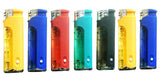 (7 Pack) 5-Flags Refillable Butane Flame AST Lighter (Colored LED Flashlight)