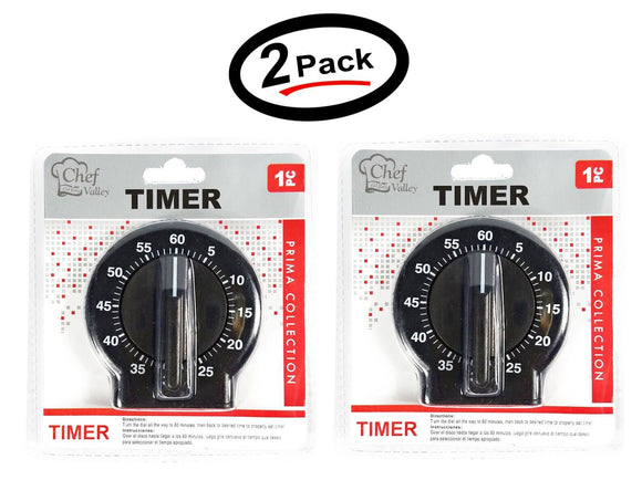 60 Minute Magnetic Kitchen Timer Basic Kitchen Timer, Black (2 Pack)