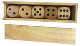 (1 Pack) 5Pcs/set Wooden D6 Dice Game Set with Handmade Storage Box, Party Toy