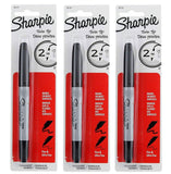 (3 Pack) Sharpie Twin Tip Permanent Black Marker, Fine & Ultra Fine Point 2 in 1