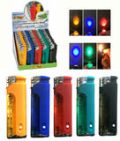 (7 Pack) 5-Flags Refillable Butane Flame AST Lighter (Colored LED Flashlight)