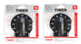 60 Minute Magnetic Kitchen Timer Basic Kitchen Timer, Black (2 Pack)