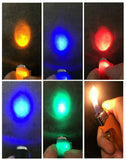 (7 Pack) 5-Flags Refillable Butane Flame AST Lighter (Colored LED Flashlight)