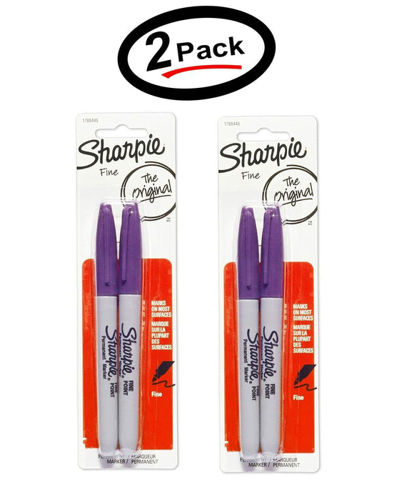 (2 Pack) Sharpie Permanent Marker Original, Fine Point, Purple