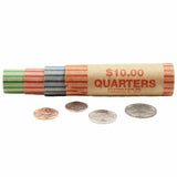 108 Rolls Preformed Assorted Coin Wrappers Tubes Nickels Quarters Dimes Pennies