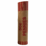 108 ROLLS PREFORMED PENNIES COIN WRAPPERS TUBES 50 CENT (3 Pack)