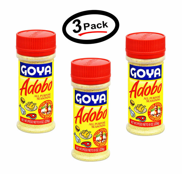 3 Goya Adobo All Purpose Seasoning With Pepper, 8 Ounces (3 Pack)
