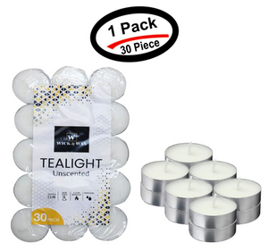 30 PCS Unscented White Tealight Candles 4 Hours Burn Time Dripless Long Lasting