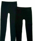 2 Girls Leggings (7-16 Black) Full-length with Lace & elastic waistband