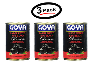 (3 Pack) Goya Large Pitted ripe Black Olives 170g 6 Oz Can